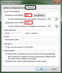 Set port for incoming and outgoing server