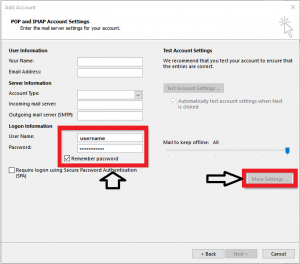 username and password