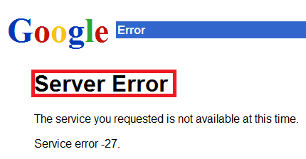 Google server error