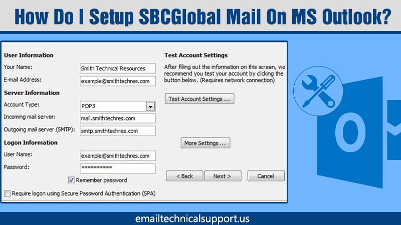 setup SBCGlobal mail on MS Outlook