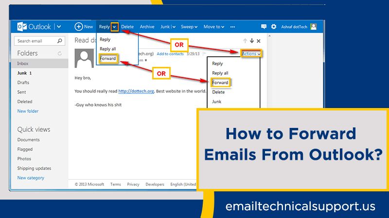 How to forward emails from Outlook?