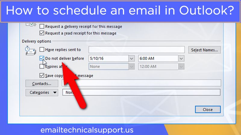 How can I schedule Outlook email for delayed delivery?