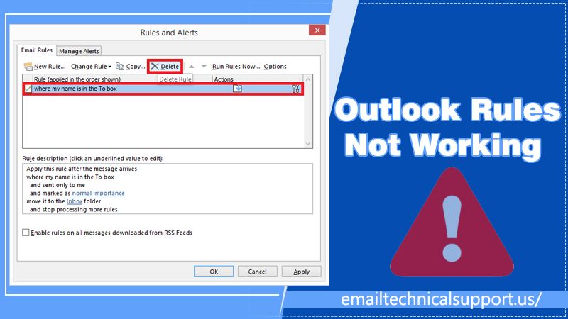 Outlook rules not working