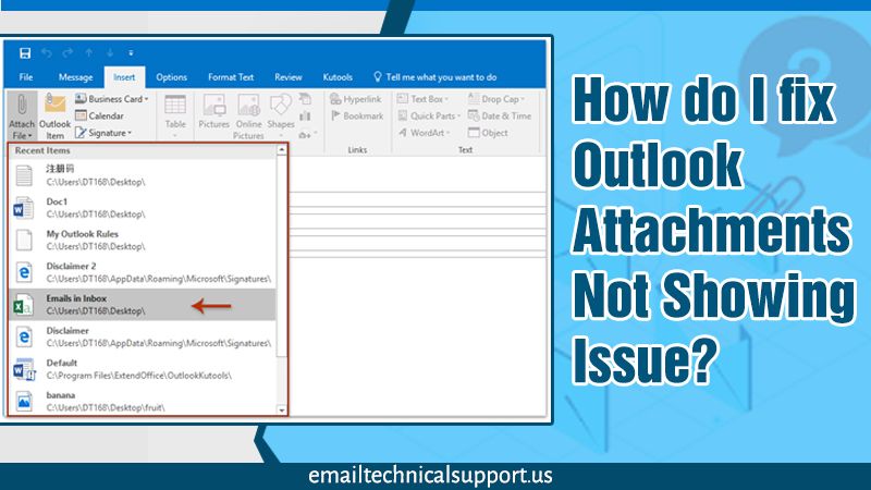 Outlook attachments not showing