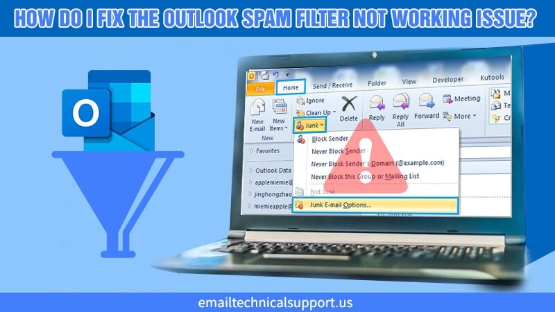 Outlook spam filter not working